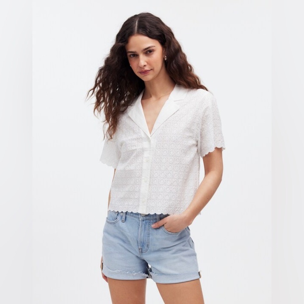 (SOLD) Madewell Embroidered Semi-Sheer Resort Shirt